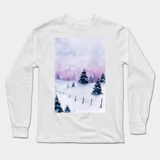 Winter landscape Christmas watercolor Long Sleeve T-Shirt